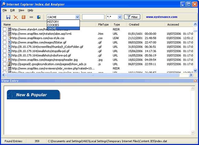 Screenshot for Index.dat Analyzer 2.5